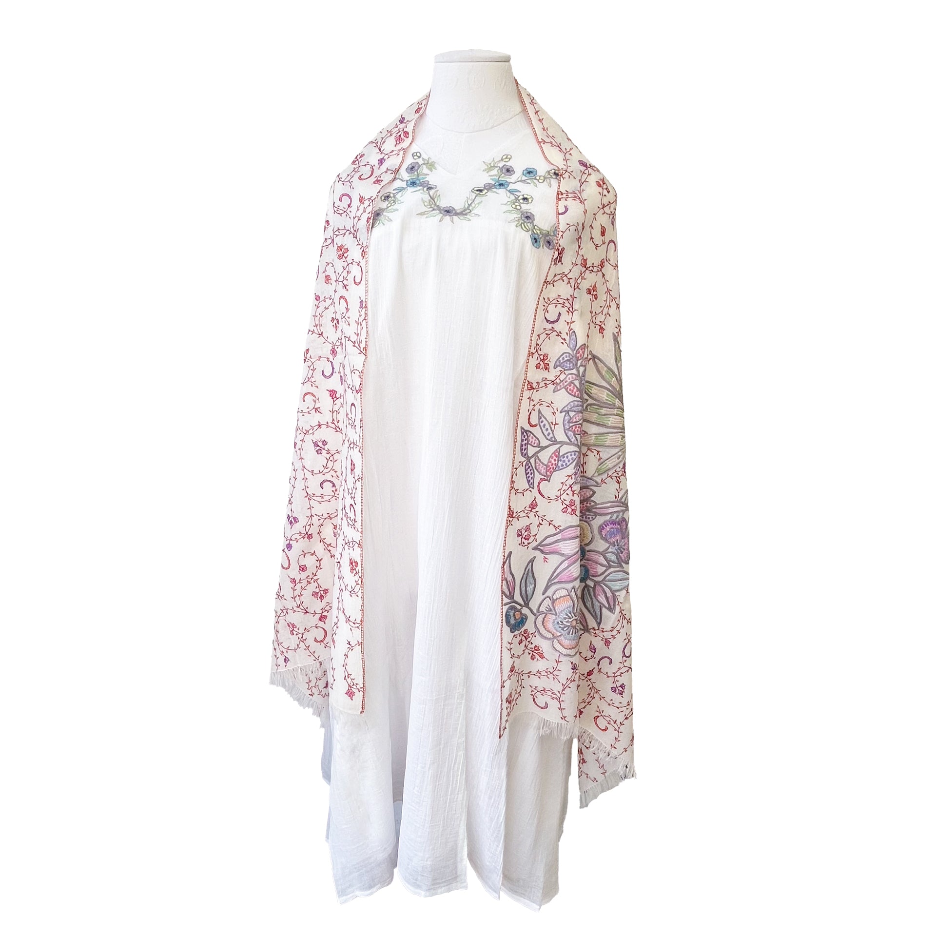 TARA BLANCA 恐竜刺繍 ストール ウールシルク TARA BLANCA 恐竜刺繍 ストール ウールシルク TARA BLANCA 恐竜刺繍