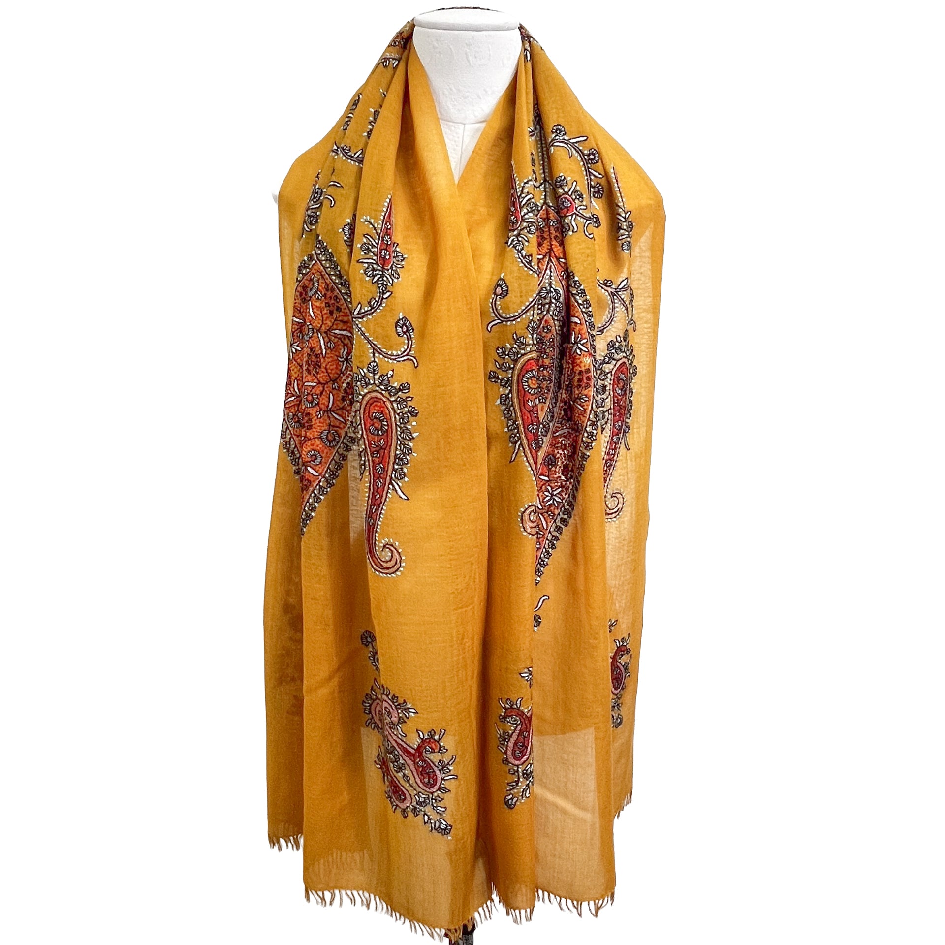 ELEGANT NEEDLE 薄手ウール&シルク ニードル手刺繍ストール