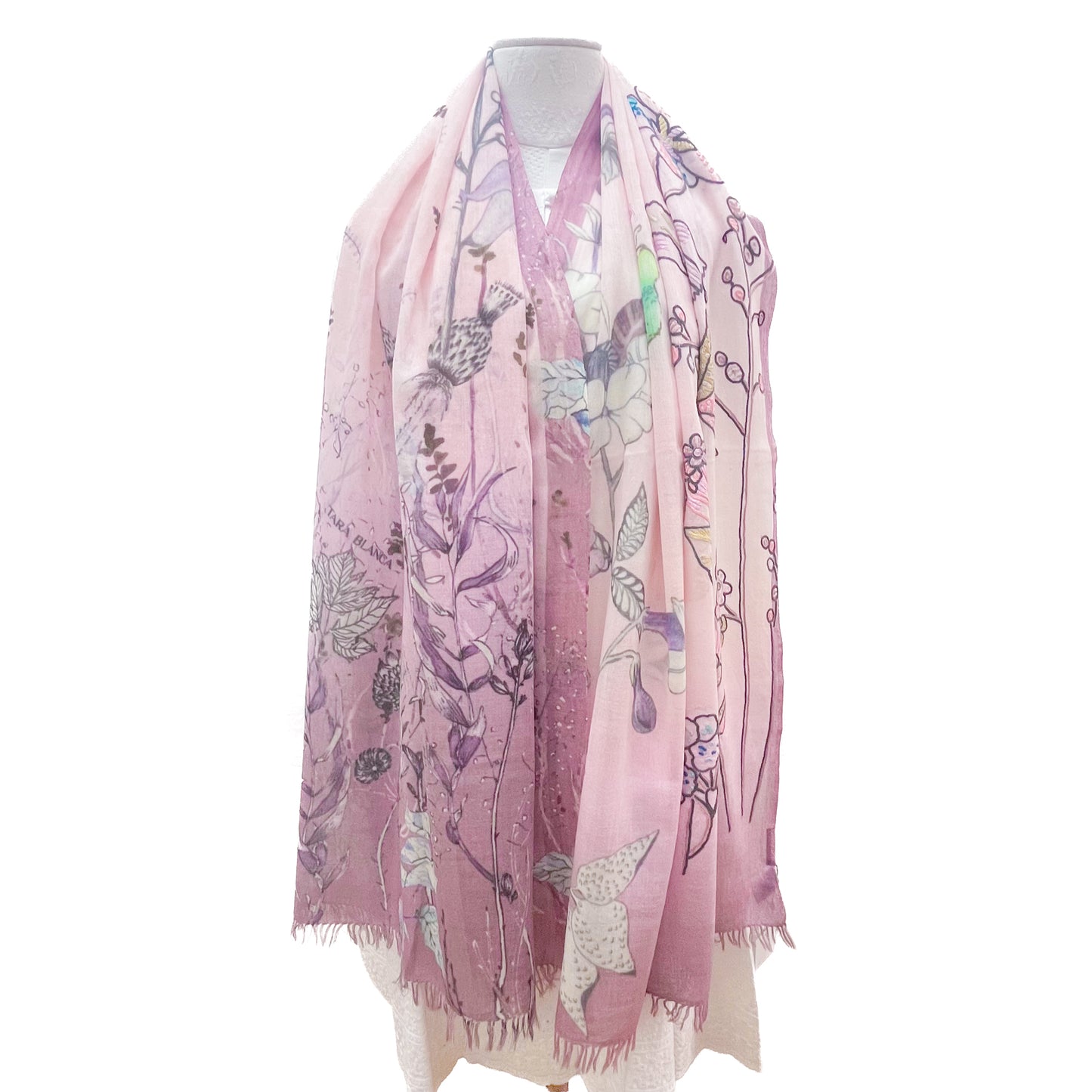 Wool &amp; Silk Ali Hand Embroidered Stole (Yellow)