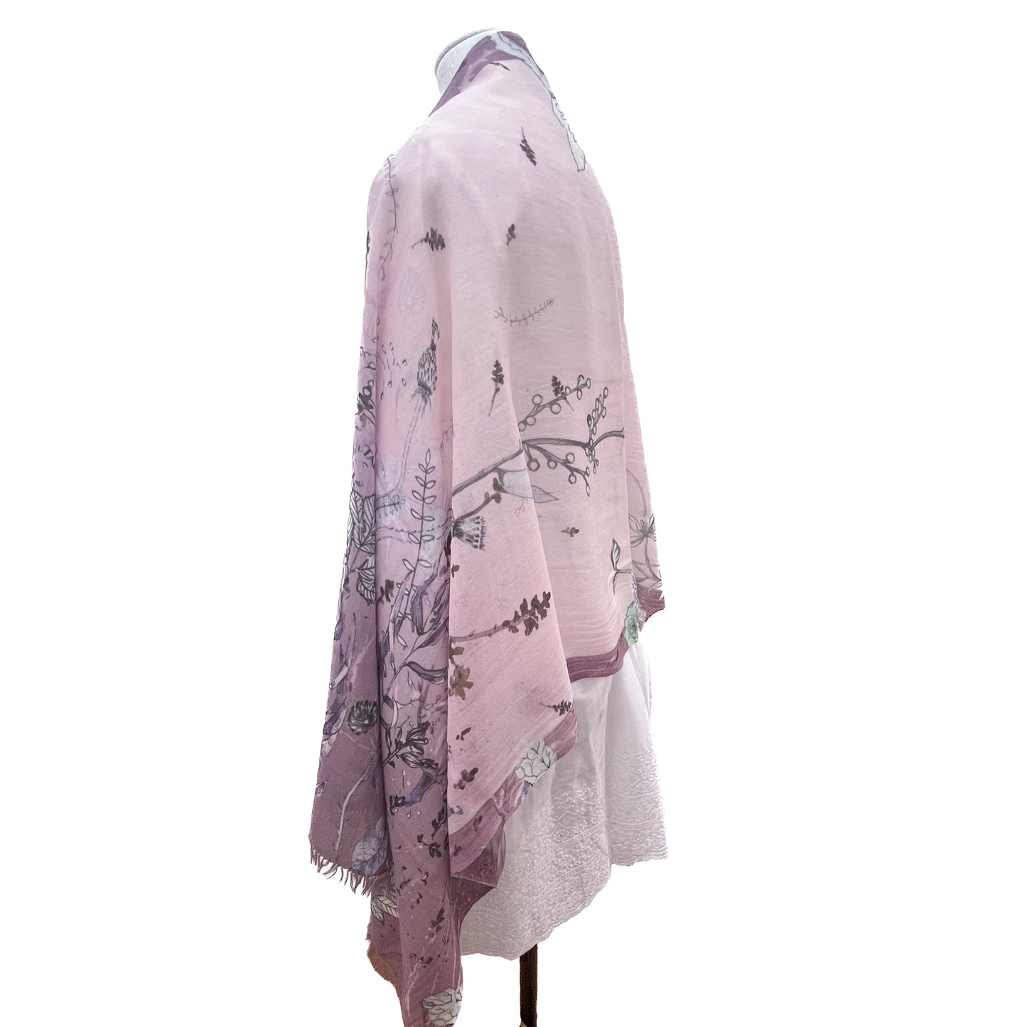 Wool &amp; Silk Ali Hand Embroidered Stole (Yellow)