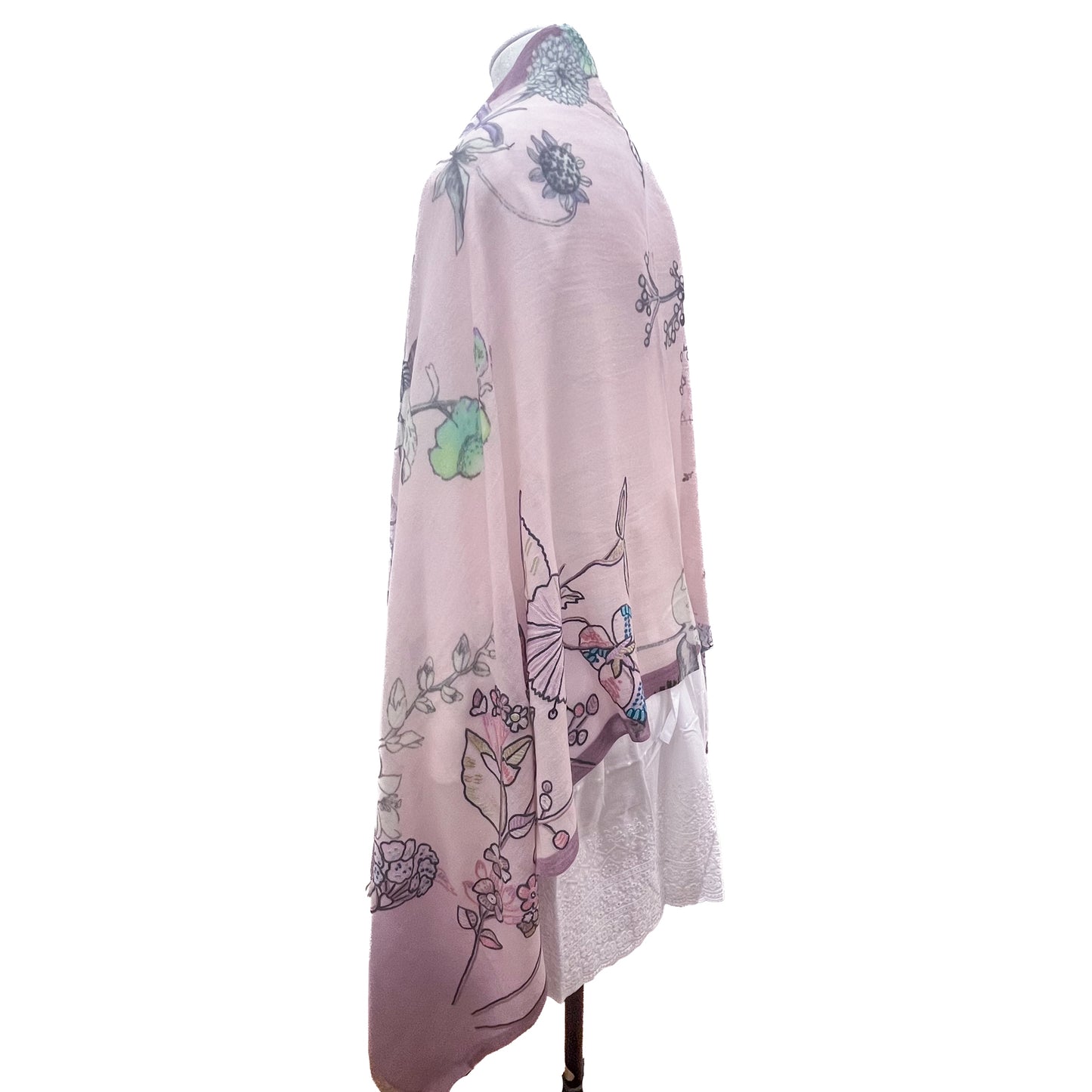 Wool &amp; Silk Ali Hand Embroidered Stole (Yellow)