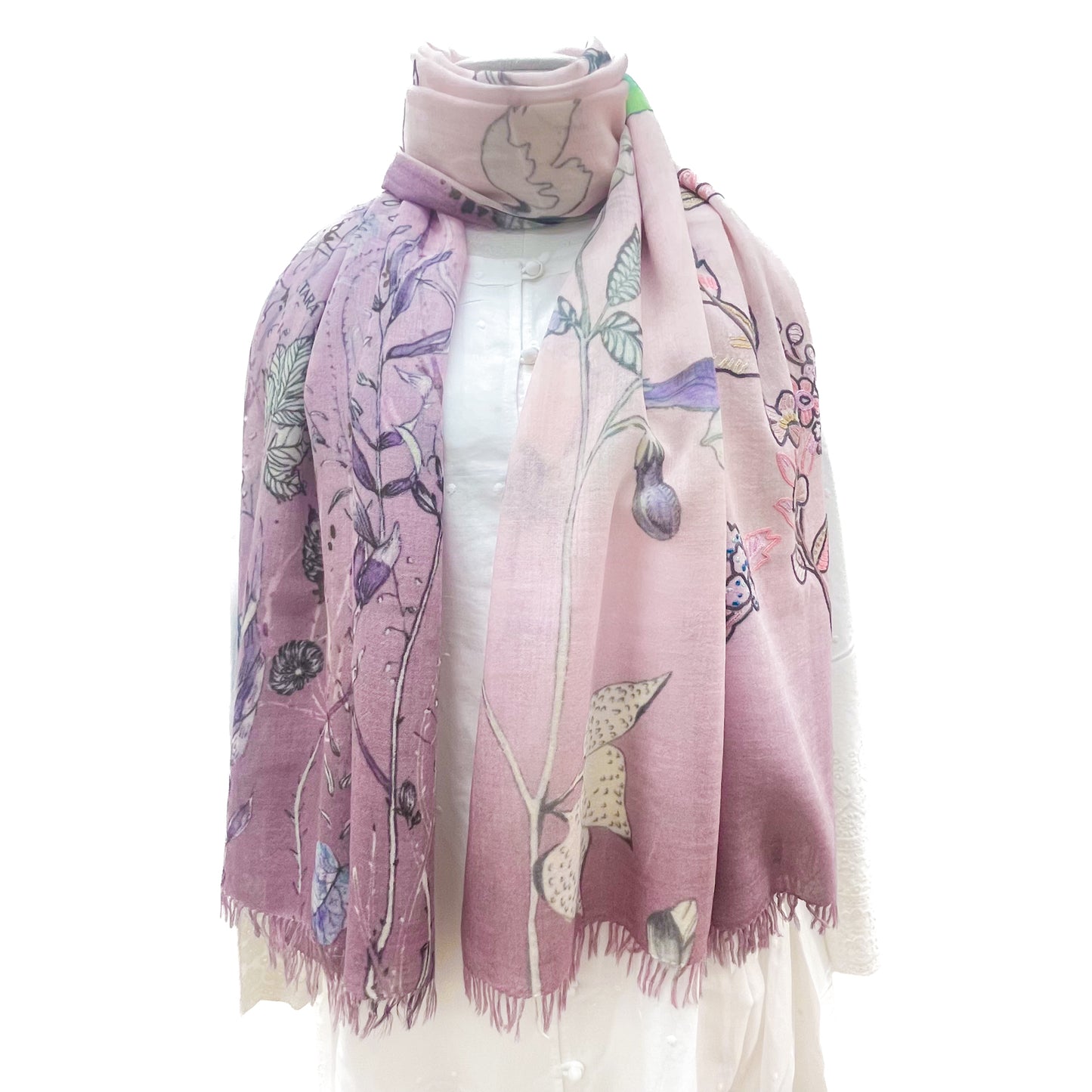 Wool &amp; Silk Ali Hand Embroidered Stole (Yellow)