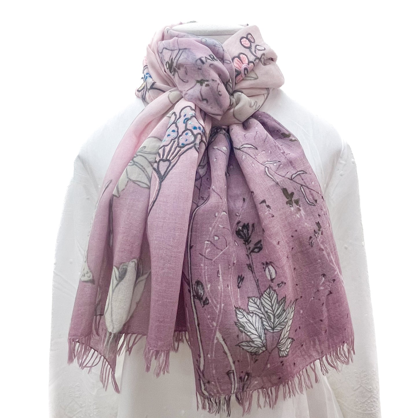 Wool &amp; Silk Ali Hand Embroidered Stole (Yellow)