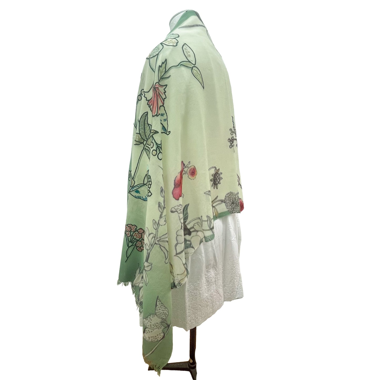 Wool &amp; Silk Ali Hand Embroidered Stole (Yellow)