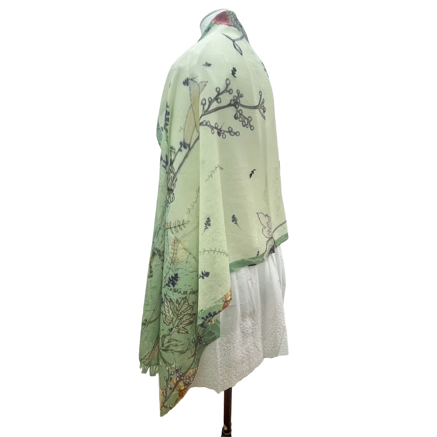 Wool &amp; Silk Ali Hand Embroidered Stole (Yellow)