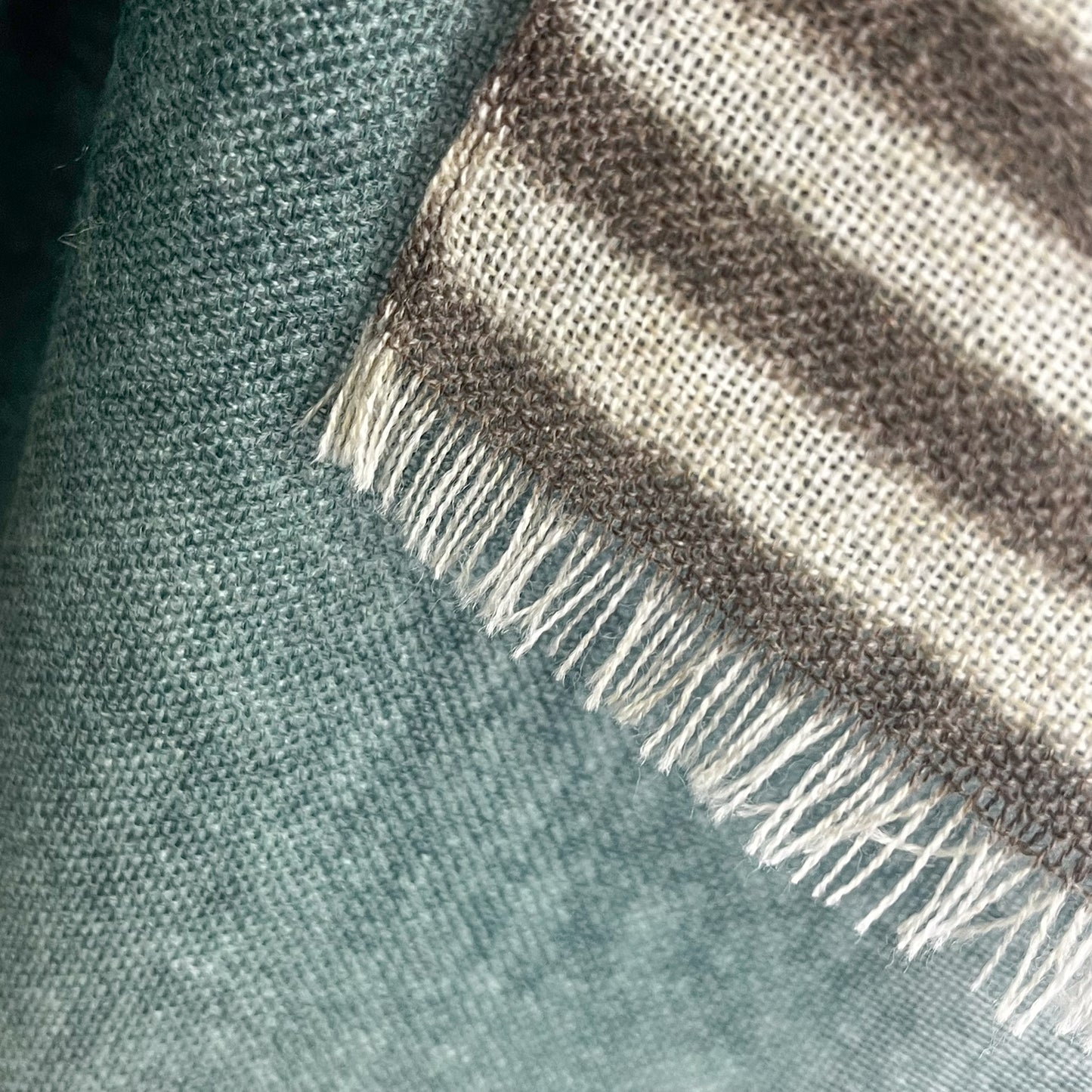 イタリア製ウールプリントストール(グリーン)