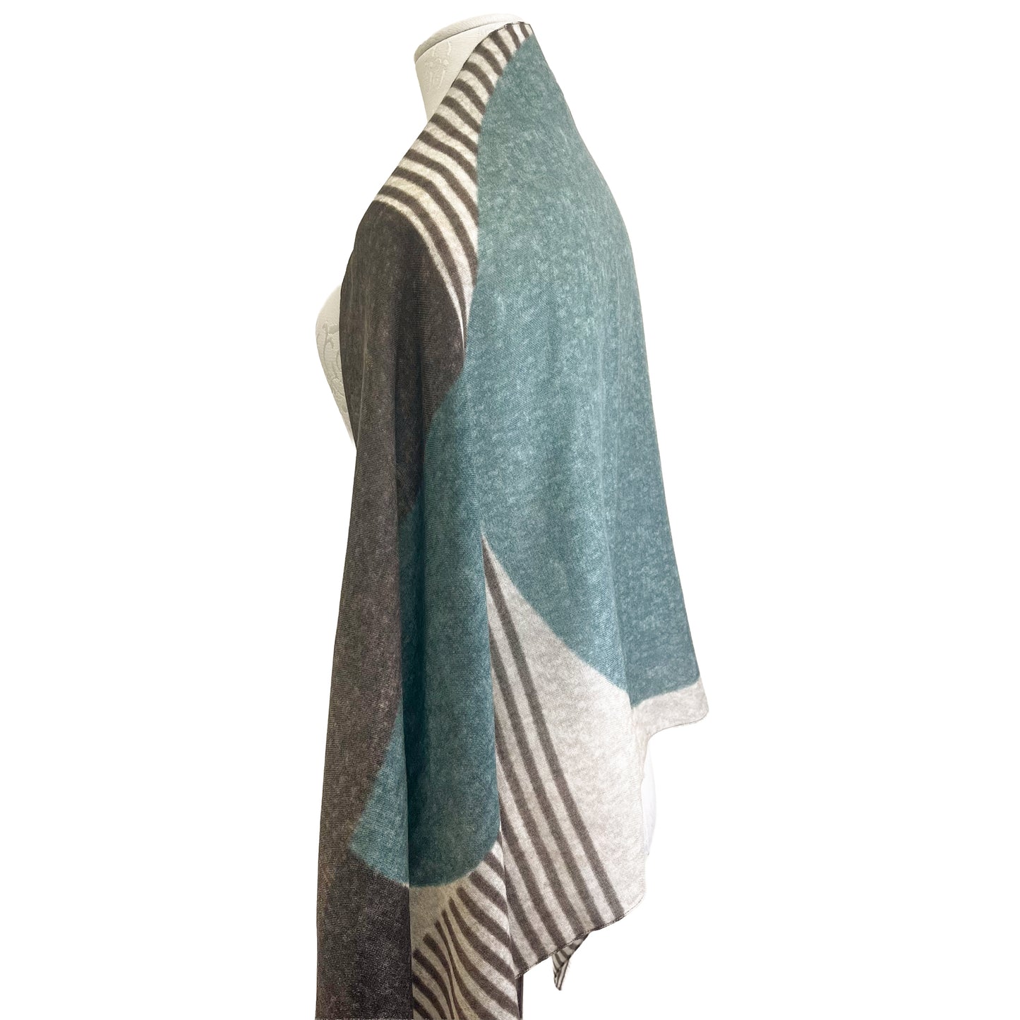 イタリア製ウールプリントストール(グリーン)