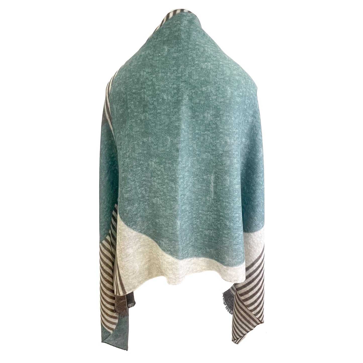 イタリア製ウールプリントストール(グリーン)