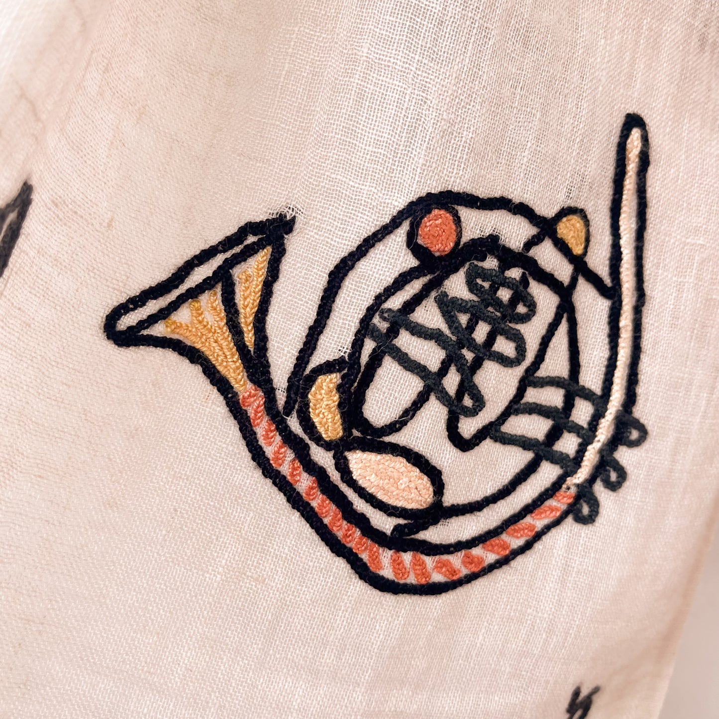 JAZZ pattern wool/silk Allie hand embroidered stole 40cm wide (beige) S-WTA2555JZ_0151 