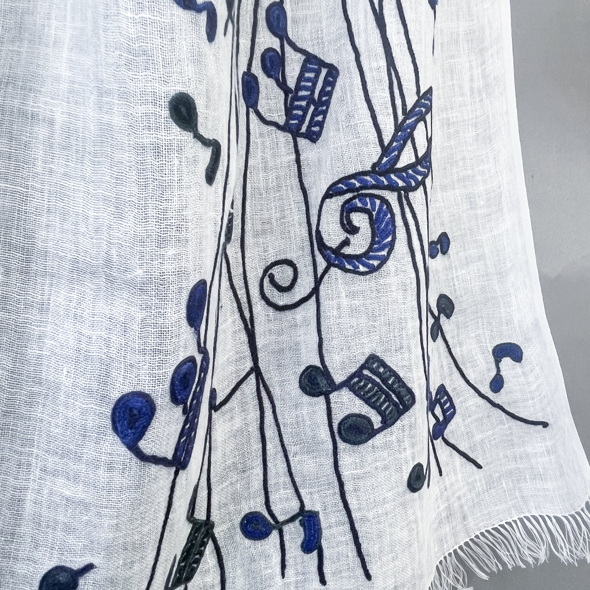 麻素材 アリー手刺繍ストール (ホワイト) – TARA BLANCA ONLINE
