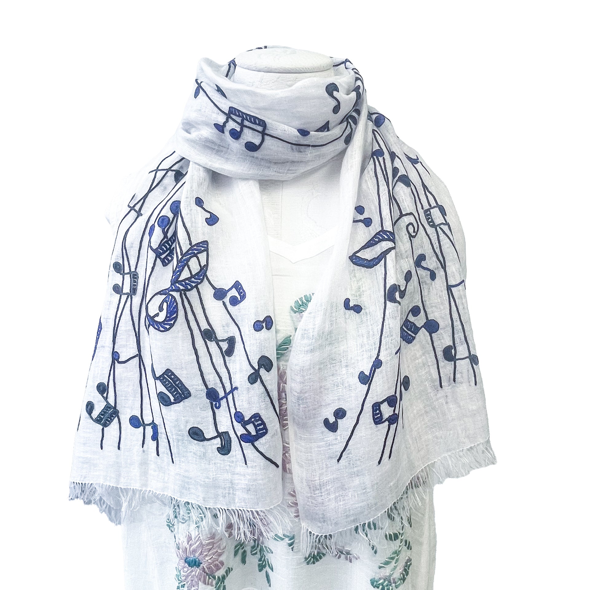 苧麻布ストール 蝶刺繍 ホワイト 麻素材 アリー手刺繍ストール (ホワイト) – TARA BLANCA ONLINE