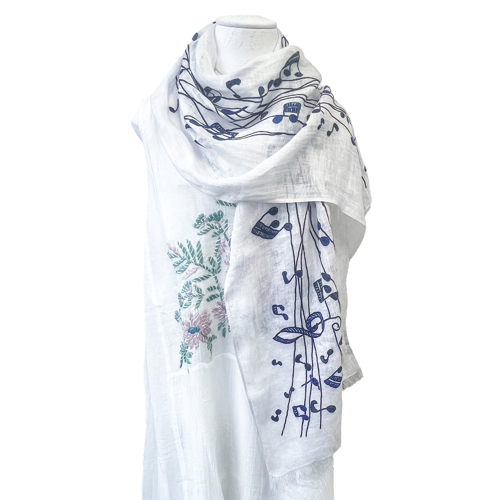 麻素材 アリー手刺繍ストール (ホワイト) – TARA BLANCA ONLINE