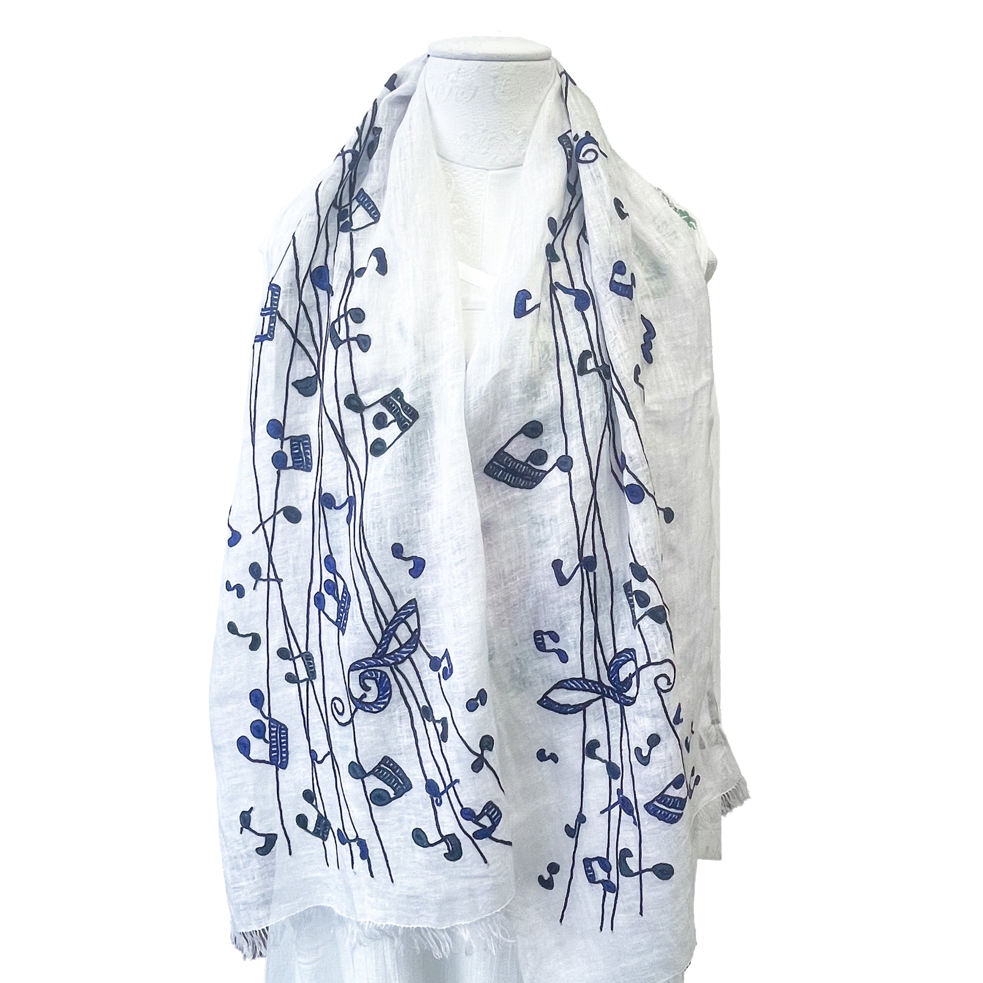 麻素材 アリー手刺繍ストール (ホワイト) – TARA BLANCA ONLINE
