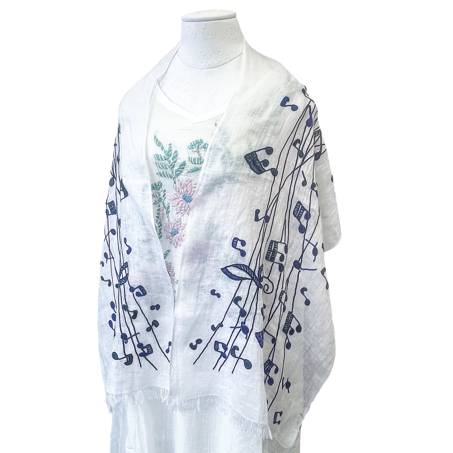 麻素材 アリー手刺繍ストール (ホワイト) – TARA BLANCA ONLINE