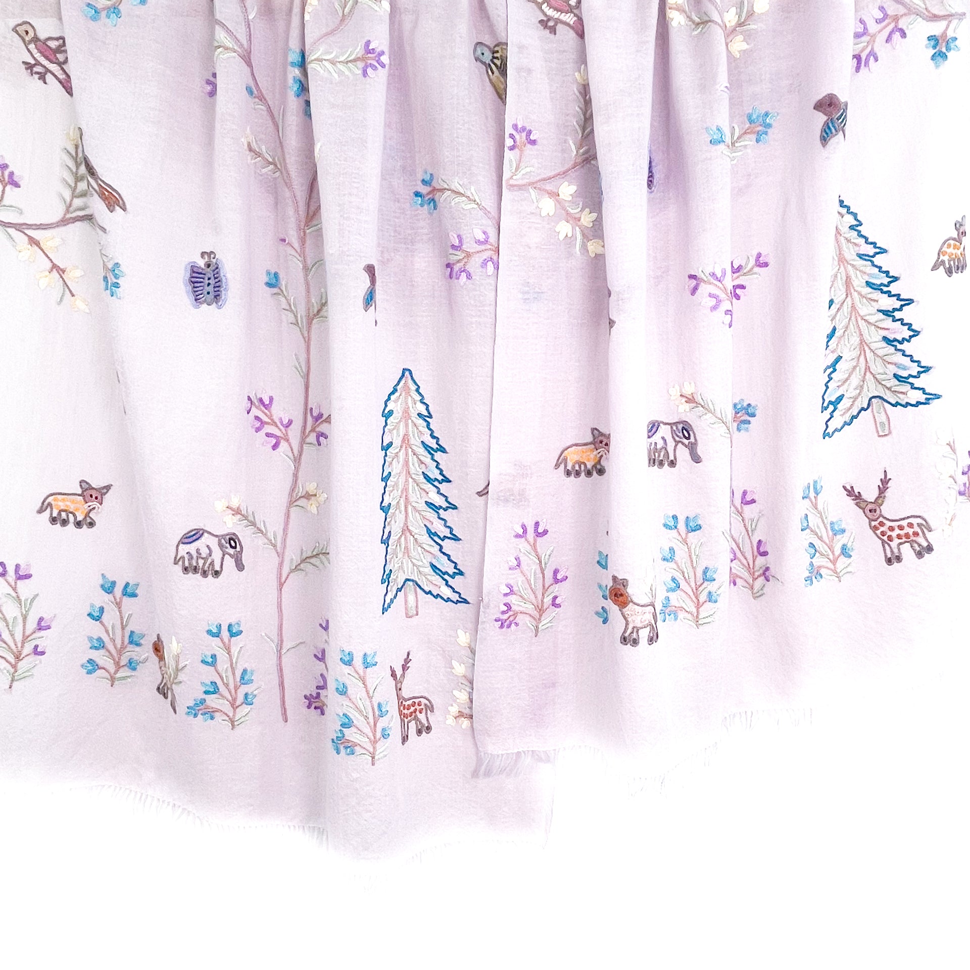 Tree of Life 薄手ウール&シルク アリー手刺繍ストール