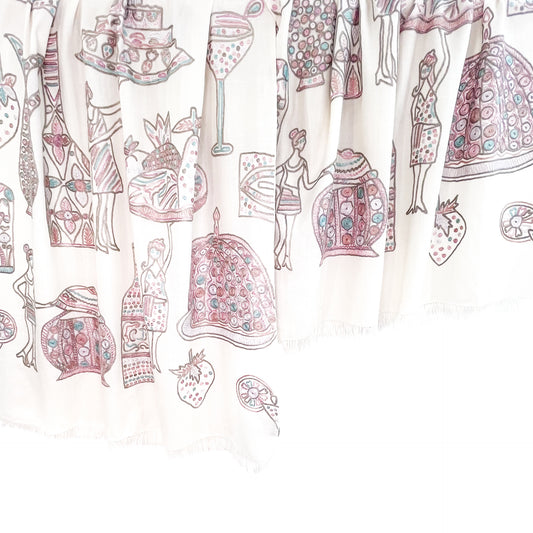 PARTY ファインウールシルク アリー手刺繍ストール (ホワイト)