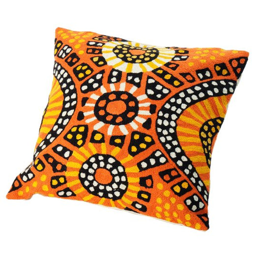 Hand-embroidered cushion cover 40cm x 40cm (orange) 