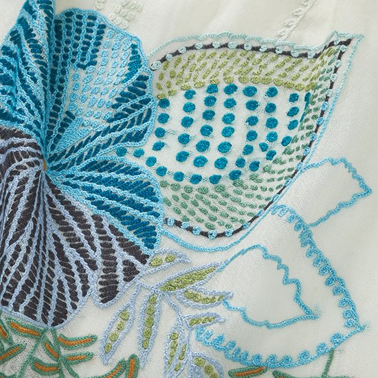Wool &amp; Silk Ally Hand Embroidered Stole (White)