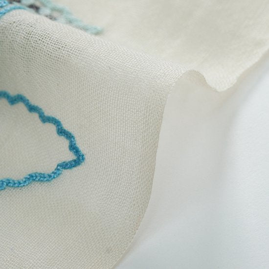 Wool &amp; Silk Ally Hand Embroidered Stole (White)