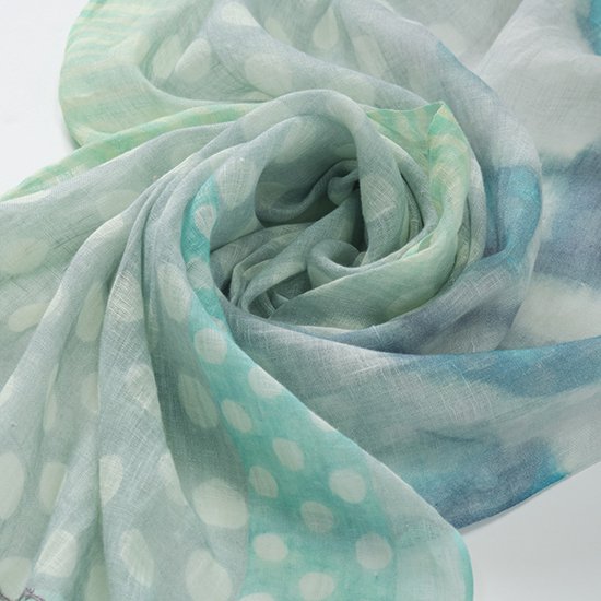 TARA BLANCA Original Print &amp; Ally Hand Embroidered Stole (Light Green)