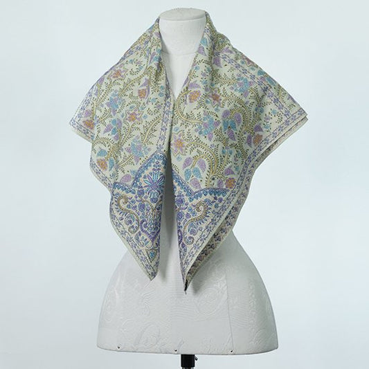Silk Needle Hand Embroidered Stole (Green)