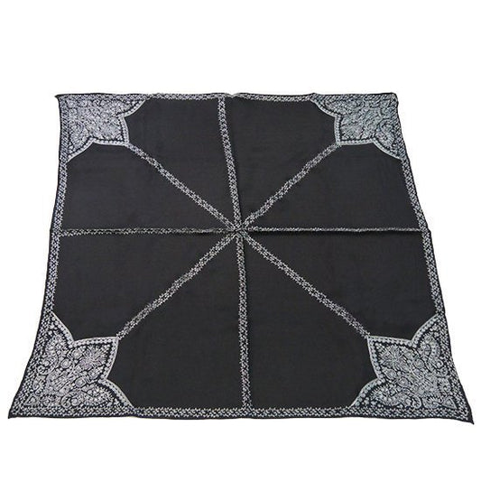 Silk Needle-Embroidered Stole (Black)