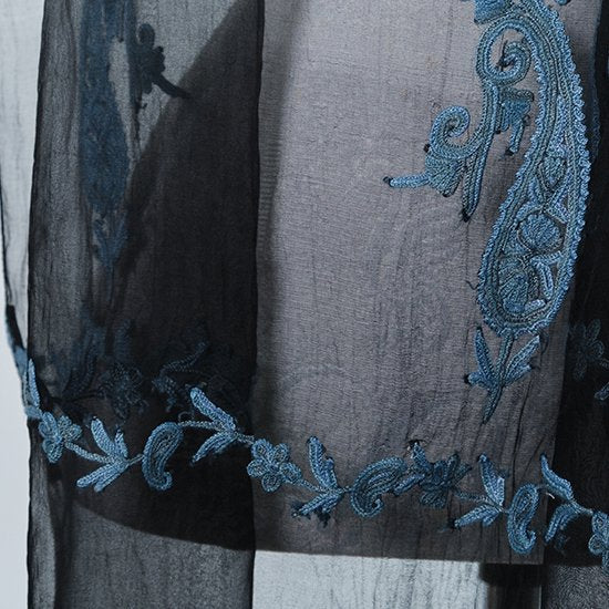 Silk Ali hand embroidered stole 50cm x 180cm (black)