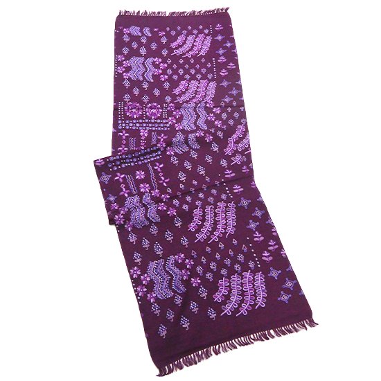 ウール アリー手刺繍ストール (ダークパープル)