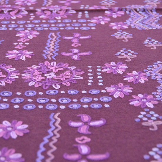 ウール アリー手刺繍ストール (ダークパープル)